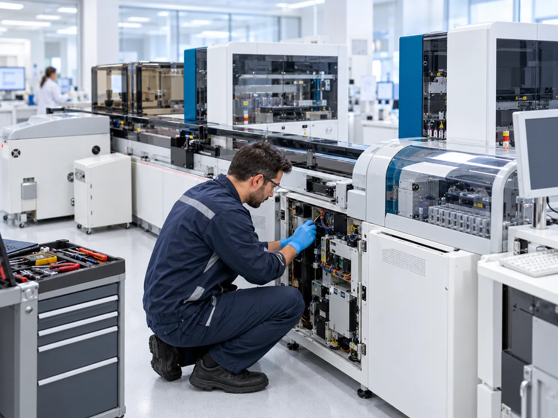 Imagen ilustrativa de mantenimiento técnico de un sistema automatizado de laboratorio